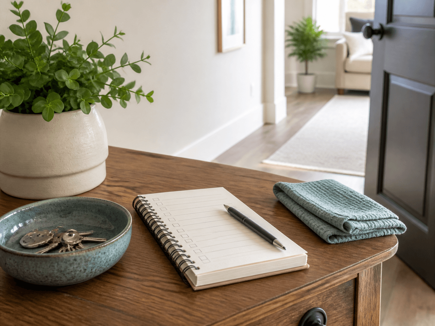 Home entry checklist representing custom cleaning request coordination