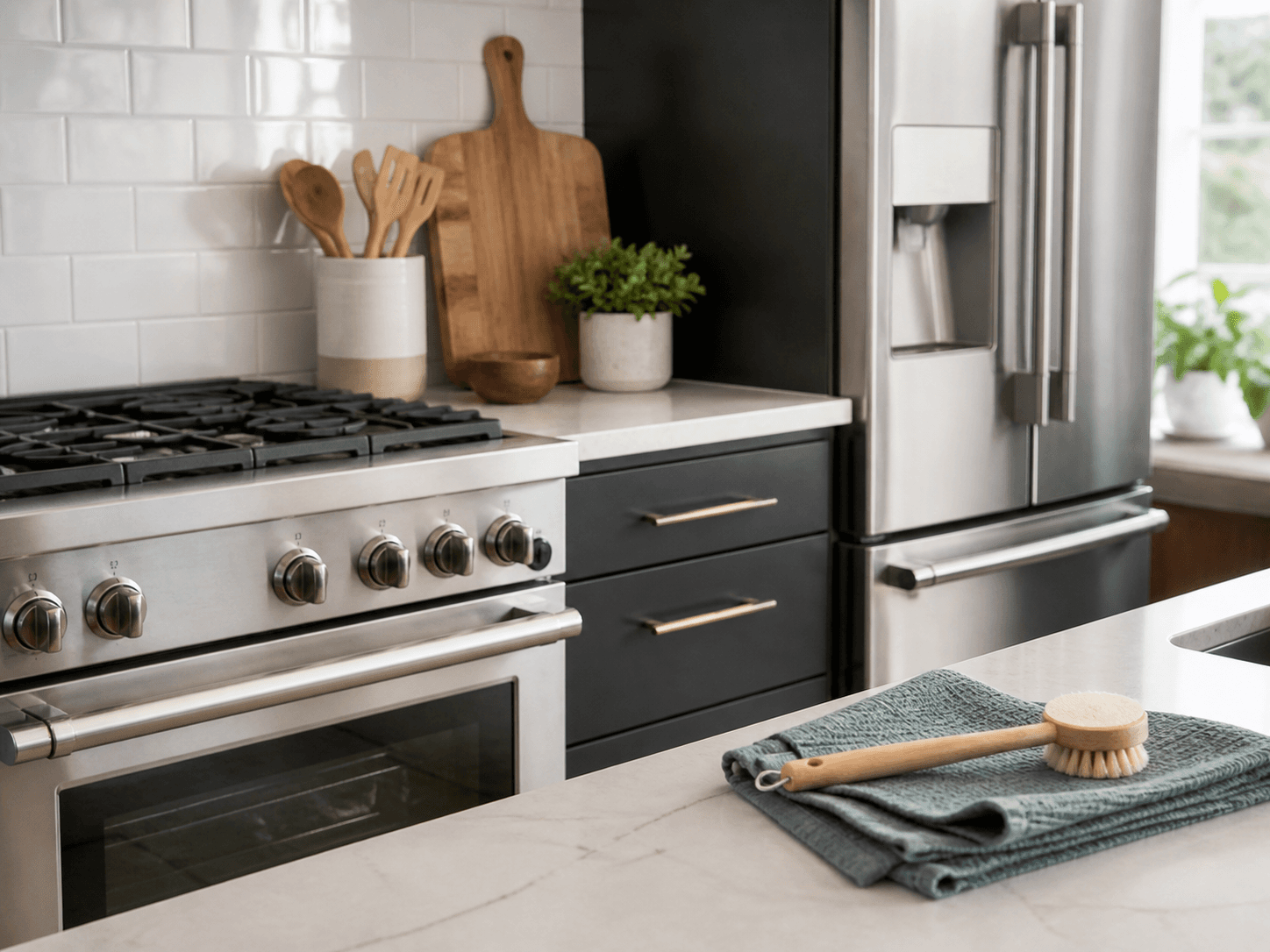 Clean kitchen appliances representing kitchen and appliance cleaning