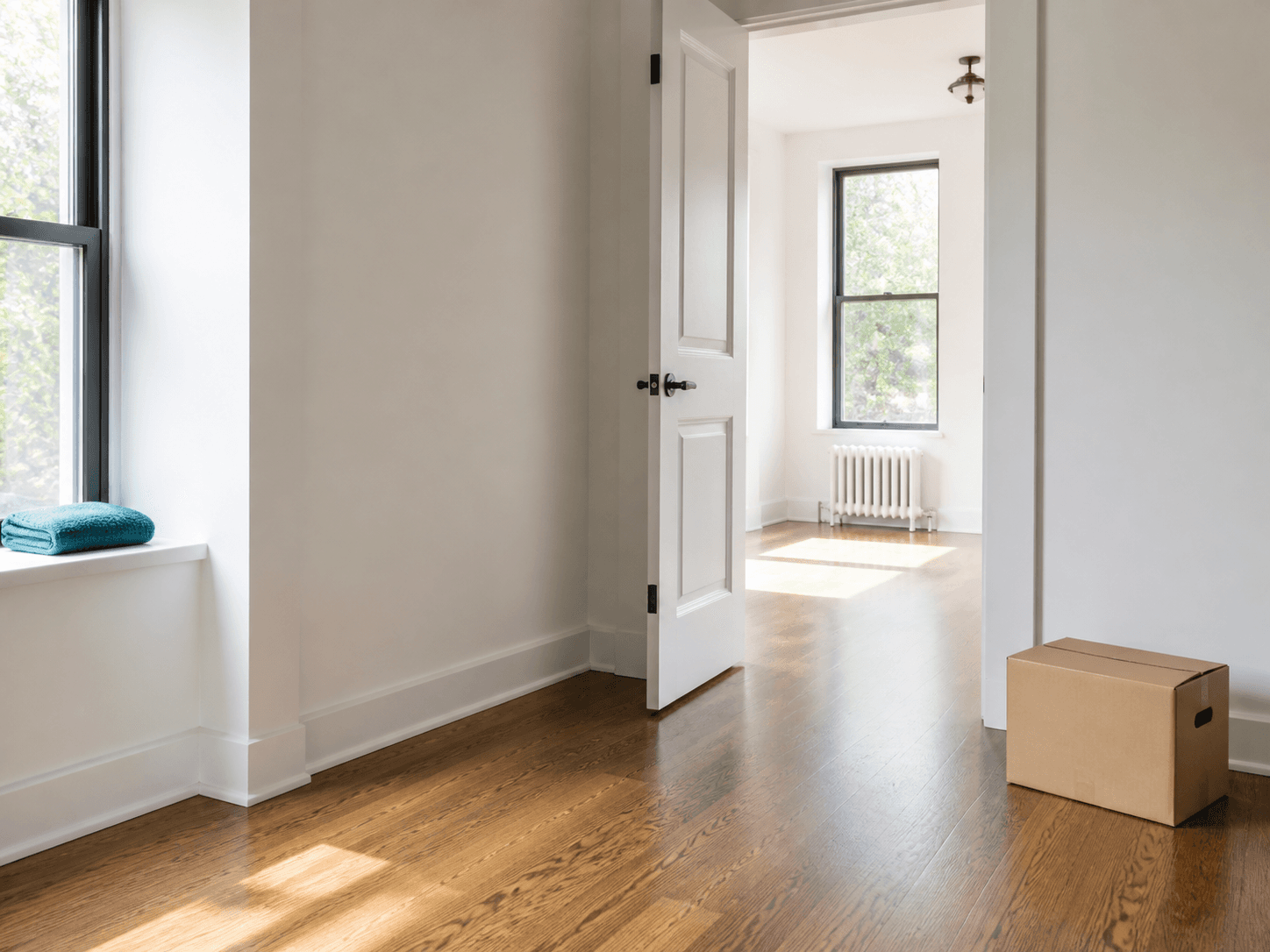 Clean empty apartment room representing move-in and move-out cleaning